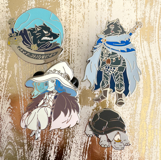 Land Between Characters Enamel Pins